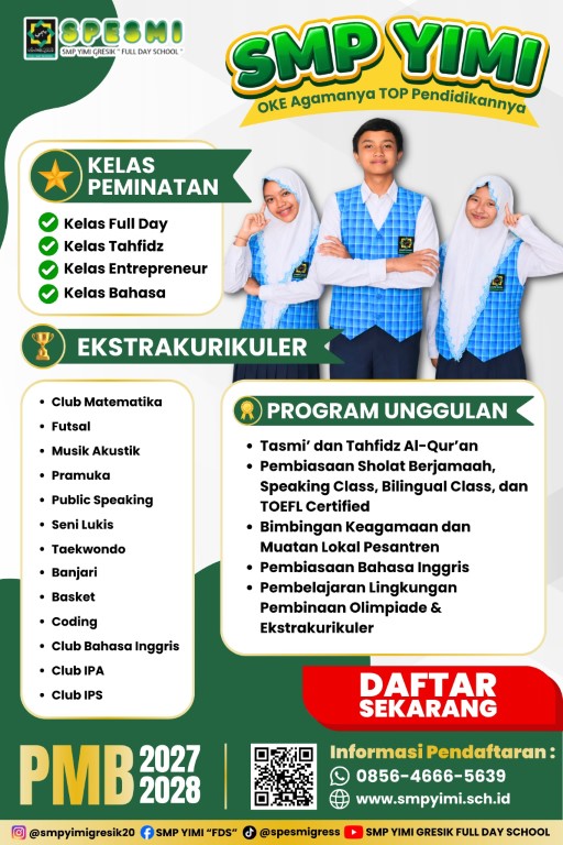 PMB SMP YIMI Gresik 2027-2028